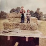 Baling hay on he farm as a child